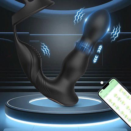 Wireless Remote Control Male Thrusting Prostate Massager 3 Moto Anal Plug Dildo Butt Plug Sex Toys for Men Telescopic Cock Ring
