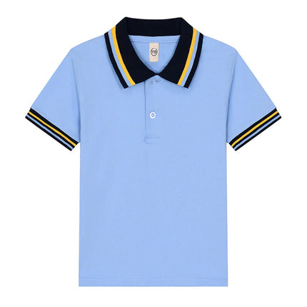 Boys Summer Polo Shirt Striped Kids Girls Polo Shirts School Uniform Tops Children Clothes Half Button Down Short Sleeve Tops