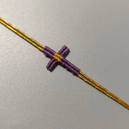 Hand-Woven Macrame Cross Bracelet Adjustable Bohemian Style Jewelry for Women Girls