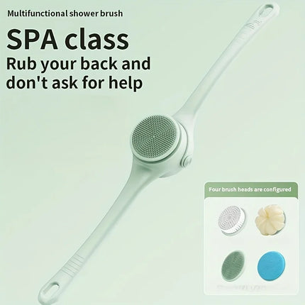 Hot Selling USB Electric Long Handle Silicone Bath Brush Electric Rotating Body Shower Cleaner Brush for Body with 4 Brush Heads