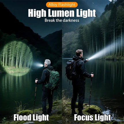 Flashlight Lighter & Power Bank Combo,Rechargeable,Zoomable Super Bright Beam,5 Modes Flashlight for Outdoor Camping Emergency