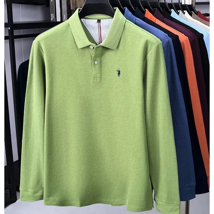 High-end brand 100% cotton long sleeve polo shirt, fashion luxury, pony embroidery, business casual comfort, new Paul men's T-shirt