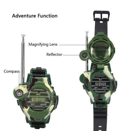 New 2Pcs Walkie Talkies Toy Simulation Watch 7 in 1 Multifunctional Electric Walkie Talkies For Kids Xmas Gift Intercom Toy