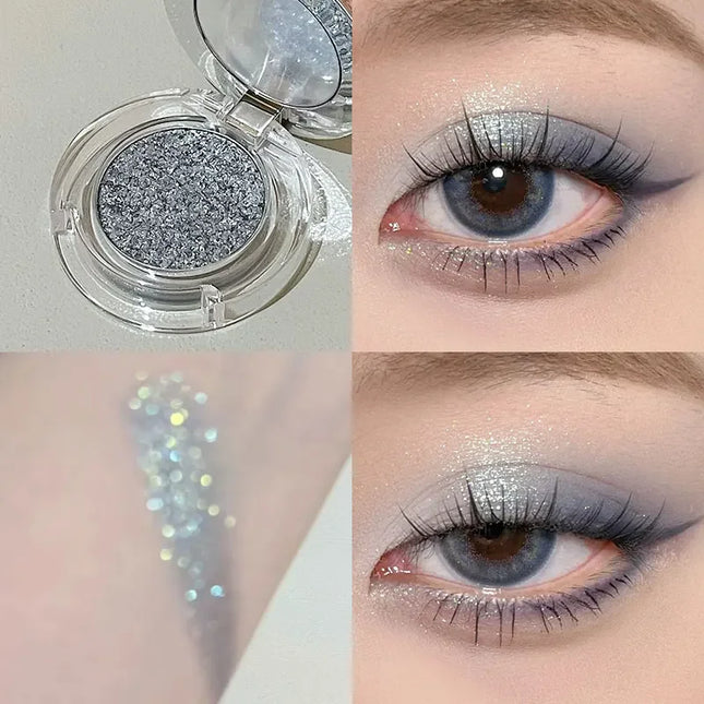 Diamond Grey Blue Highlighter Eyeshadow Palette Shine Pearlescent Face Body Brighten Glitter Natural Gloss Contour Makeup