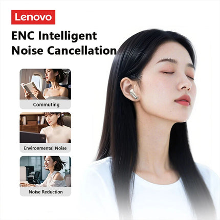 Lenovo LE208 TWS Bluetooth 6.0 Wireless Leather Earphones Stereo ENC Noise Cancelling Headphone 38ms Low Latency Gaming Headset