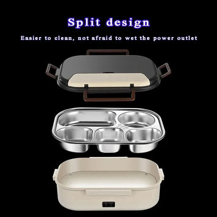 Electric Heated Lunch Boxes Stainless Steel Food Insulation Bento Lunch Box Home Portable Keep Warm Lunch Box with Storage Bag