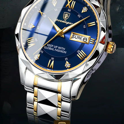 POEDAGAR Luxury Business Men's Watches Waterproof Stainless Steel Luminous Men's Wristwatch Date Week Quartz Sport Men's Watch Reloj