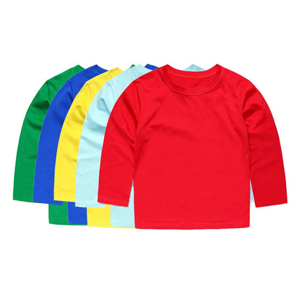 Boys Girls Long Sleeve T-Shirt 1-2 3 4 5 6 7 8 9 10 11 12 13 14 Years 100% Cotton Toddler Boy Shirts for Teen Girl Clothes