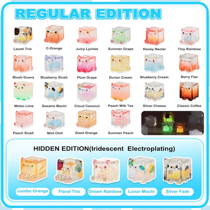 Glow in The Dark Figure, Square Cat Series Blind Bag (5pcs in one Bag) Mini Figures for Cat Lovers Birthday Gift