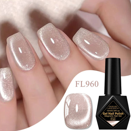 10ml Nude Pink Cat Magnetic Gel Nail Polish Ultral Shine Glitter Semi Permanent Soak Off UV Gel Varnish Nail Decor Nail Supplies