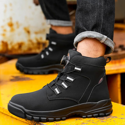 Waterproof Safety Boots Men Indestructible Steel Toe Work Boots Anti-smash Stab-resistant Safety Shoes Biker Botas Para Hombre