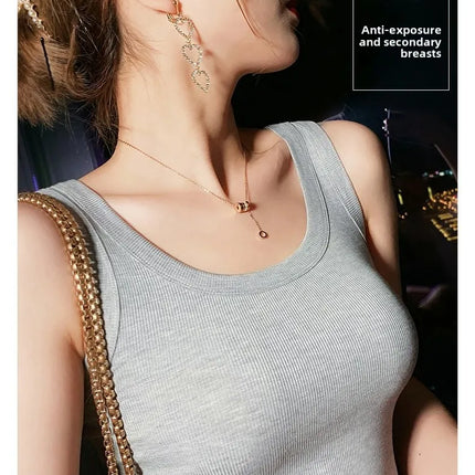 Summer 2026 Slim Fit Elastic Ribbed Cotton Knitted Vest Women's Base Layer Tank Top Anti-Light Inner Wear Straight Cut Regula...