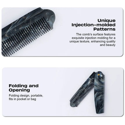 1/2PCS Marble Pattern Beard Folding Comb With Key Chain Mini Mustache Comb Men Portable Travel Beard Care Hair Styling Tool Comb
