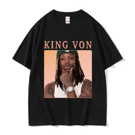 Rapper K-King Von Graphic Print T-Shirts Men Women Streetwear Hip Hop Fashion Cotton Oversized Tops Harajuku Y2K Summer New Tees