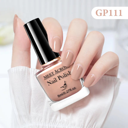MEET ACROSS 8ml Glass Bottle Water-Based Peel Off Nail Polish Spring Summer Colorful Glitter Nail Art Varnish No Need Lamp