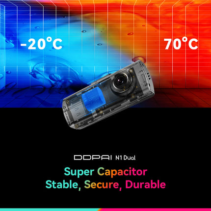 DDPAI Dash Cam  N1 Dual Front & Rear Recording NightVIS 1296P Dash Cam Recorder Car DVR   App Control