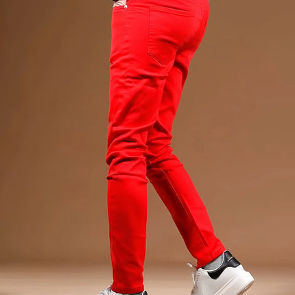 KING JEANS RED Men's Long Pants Bulletproof Business Office Style Simple And Versatile Suitable For Various Occasions