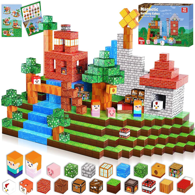 150 PCS Magnetic Tiles STEM Toys for Kids 3+, Educational Building Blocks Set, Creative Magnetic Construction Kit for Boys Girls