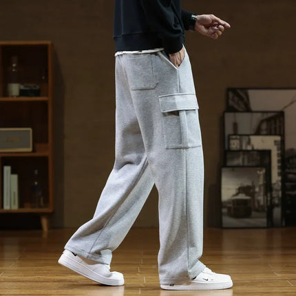 Mens Sweatpants 8XL Cargo Sports Straight Loose Plus Size Big 7XL 6XL Black Overlarge Track Pants Boys Casual Wide Leg Trousers