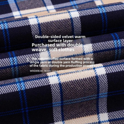 Thickened Fleece Men's Casual Shirt Warm Plaid Set Winter Wear Comfortable Breathable Fashionable Chinese Brand Clothing