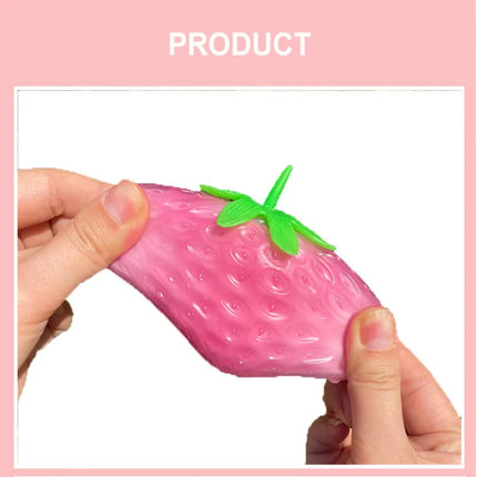 Simulated Color-changing Strawberry Squishy Fruit Hand Anti-stress Squeeze Ball Decompression Toys for Children Sensory Autism