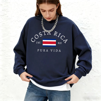 Costa Rica Pura Vida Flag Prints Women Sweatshirts Winter Crewneck Hoodie Basics Warm Jogging Oversized Pullovers Casual Clothes