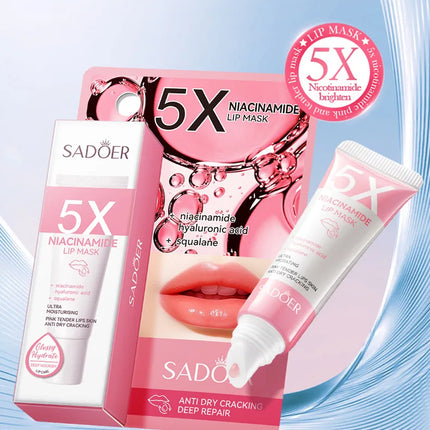 SADOER 5x Niacinamide Lip Care Tint Moisturizing Lip Balm & Anti-Chap Lip Mask Ceramide Lip Balm Vitamin C Lipstick Cute Makeup