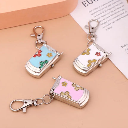 1 Piece Fashion Retro Cute Backpack Pendant Flip Phone Keychain Watch Hanging Watch Creative Gift