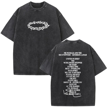 Washed Vintage Rapper Kendrick Lamar Album Merch T-shirts Men's Clothing Hip Hop Retro Oversized T-shirt Fashion Trend Tee Shirt