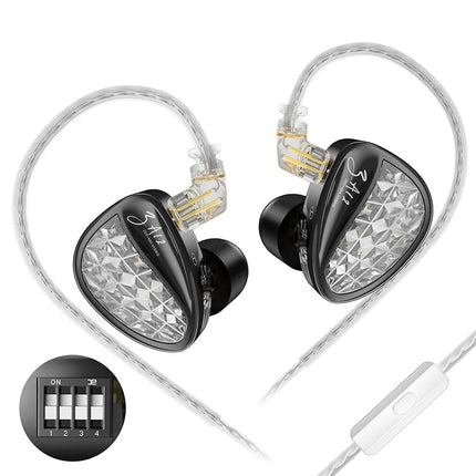 KZ ZA12 2DD+4BA Hybrid IEM Headphones Wired InEar Monitor Hifi Adjustable Tuning Earphones Sports Noise Cancellin Gaming Headset