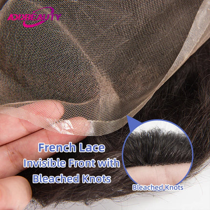 Antimicrobial Full Lace Men Toupee Indian Human Hair Topper Skinlike Full HDLace Invisible Capillary Prosthesis Natural Hair Wig