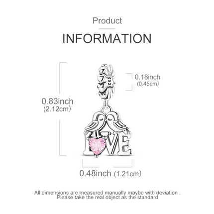 2026 Romantic Pink Color Charms Bead 925 Sterling Silver CZ Zircon Love Heart Pendants Fit Original Bracelet DIY Jewelry Gift