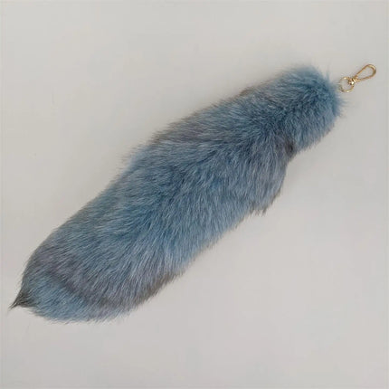 natural fox fur tail keychain furry 2024 chic y2k  beautiful accessory length 40 cm Car Keychains For Women