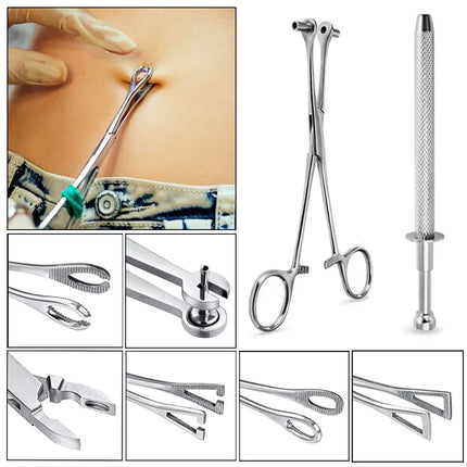 1PC Surgical Steel Professional Belly Ear Tongue Septum Lip Piercing Forceps Tweezer Clamp Self-Locking Piercing Needle Tool