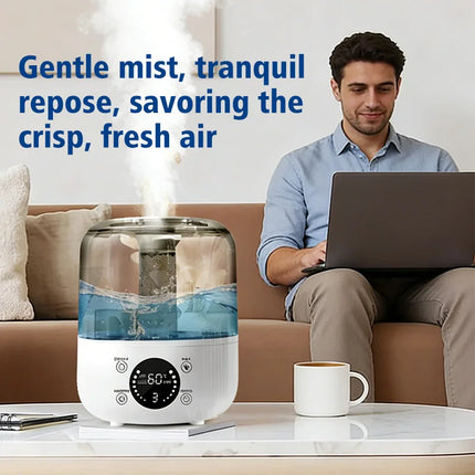 3000mL Smart Air Humidifier with Dual Mist Output: Essential Oil Aroma Diffuser for Home & Office, Equipped with Adjustable Fog