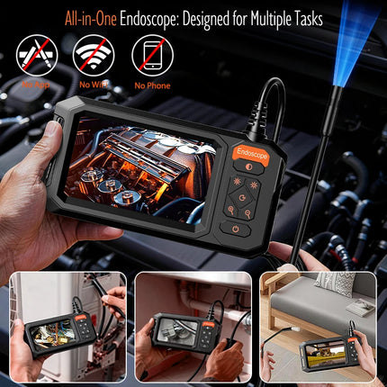  4.3'' IPS Screen Industrial Endoscope Camera 1080P IP67 Waterproof Borescope 1-30m Rigid Cable for Pipe Automobile Inspection