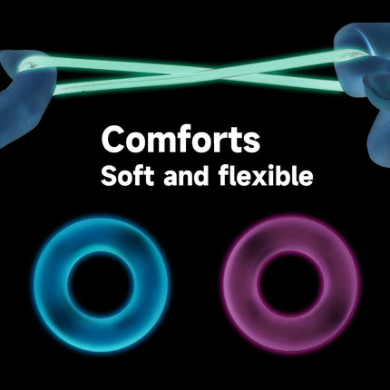 3 Pcs Reusable Luminous Cock Penis Rings Enlargers Erection Enhancing Long Lasting Ejaculation Adult Sex Toys for Men or Couples
