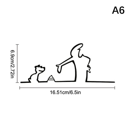 La Linea Minimalist Line Art Car Sticker, Cartoon Character Design Bumper/Window/Door Wall Decal, Home & Car Decoration