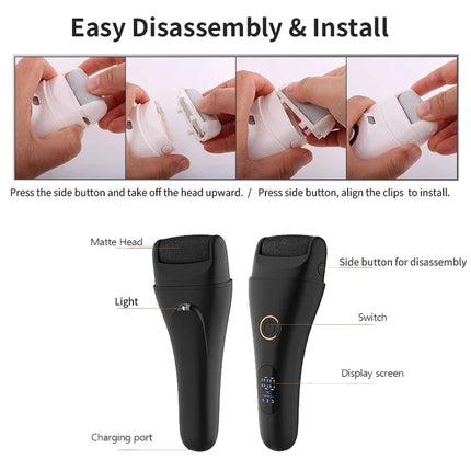 NEW Electric Callus Remover Professional Foot Polisher Pedicure Machine Tools Rechargeable 3 Speed Heel Scrubber 3 Grinder Heads