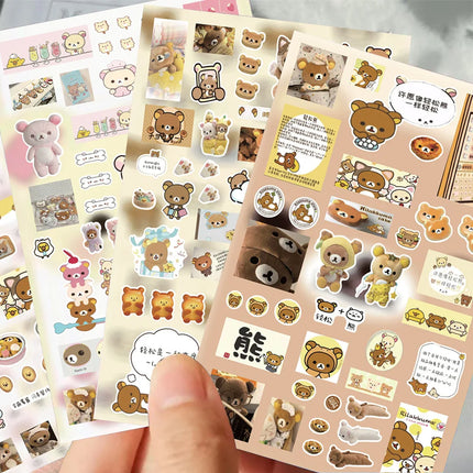8PCS Cartoon Rilakkuma Cute Stickers DIY Cut Membrane Hand Account Decoration Sticker Children’s Gift Decals Toy