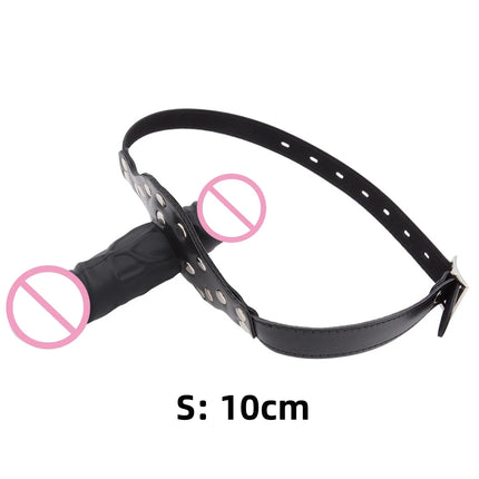 Double-Ended Dildo Deep Blowjob Sex Toy Gag Open Mouth Plug Leather Harness Lesbian Strapon Penis Butt Plug BDSM Erotic Bondage