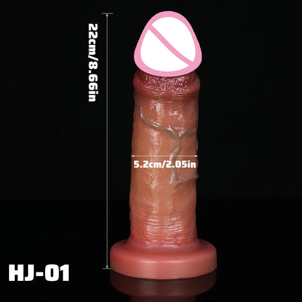 New Realistic Soft Sliding Foreskin Dildo Couples Anal Aldult Toy Vaginal Masturbation Double Silicone Penis Suction Cup Cock
