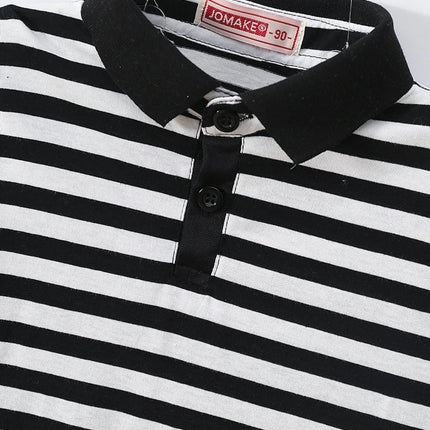 4-Piece Set New Style Summer Boys & Girls Striped Short Sleeve T-Shirt Tops Children's Fashion Stylish Collar