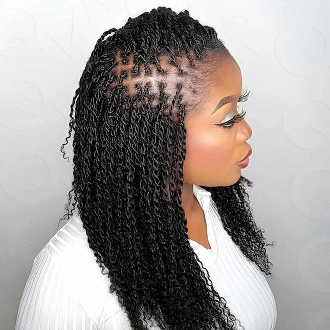 QVR Kinky Twist Style Afro Kinky Bulk Braiding Human Hair for Braiding & Mini Twists & Dreadlocks Natural Wick Human Braids