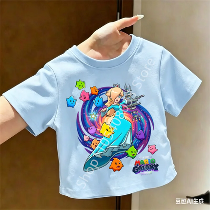 Super Marios T-shirt for Children Cartoon Anime Clothes Round Collar Clothing Short Sleeve Kid Summer Tee Top