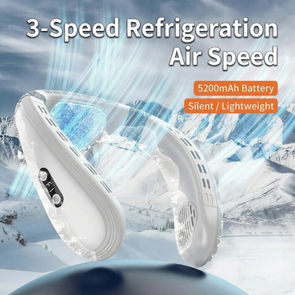Portable Neck Fans Rechargeable 5200mAh 3-Speed Air Speed Cooling Fan Mute LED Digital Display Hands-Free Fan For Outdoor 2026