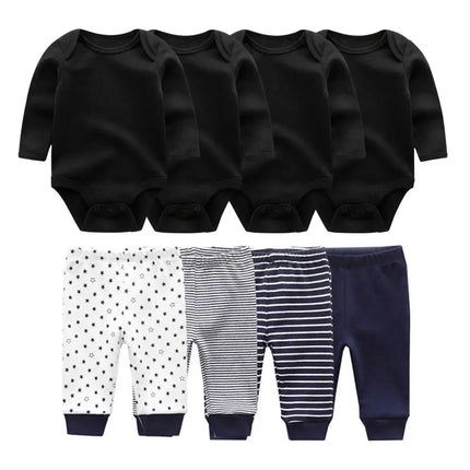 8 Pcs/Lot Bodysuits+Pants Baby Boy Girl Clothing Set Long Sleeve Cotton Unisex Suits Spring Autumn Roupas Para Bebe