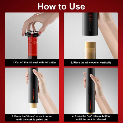 HIM-Electric Wine Opener: Automatic Wine Bottle Opener With Foil Cutter, Wine Pourer, Vacuum Stopper,For Home Kitchen Bar