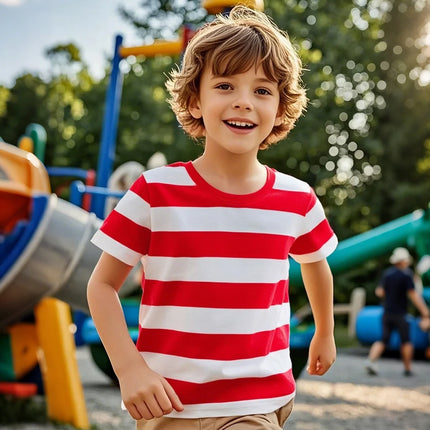Kids Striped T-shirt Toddler T-shirt Boys Girls Cotton Short Sleeve Tops Children Summer Casual Tee Halloween Carnival Daily Wear