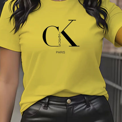 Summer luxury brand fashion cartoon letter print crew collar clothing short sleeve T-shirt  trend women's summer Y2K top